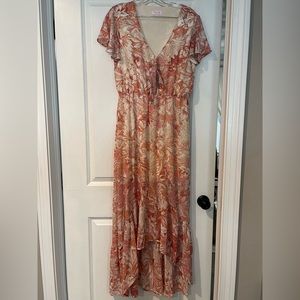 Pink Lily floral high-low dress: Size Large